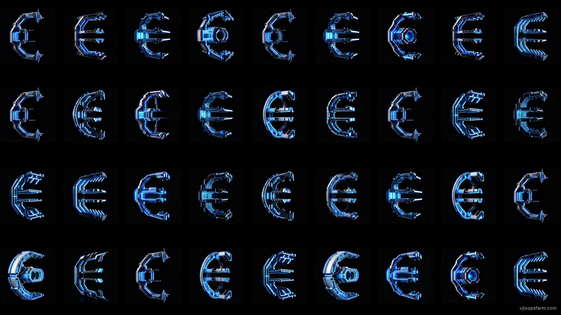 Cyberpunk EUR Currency Sign Pattern Random Motion Background