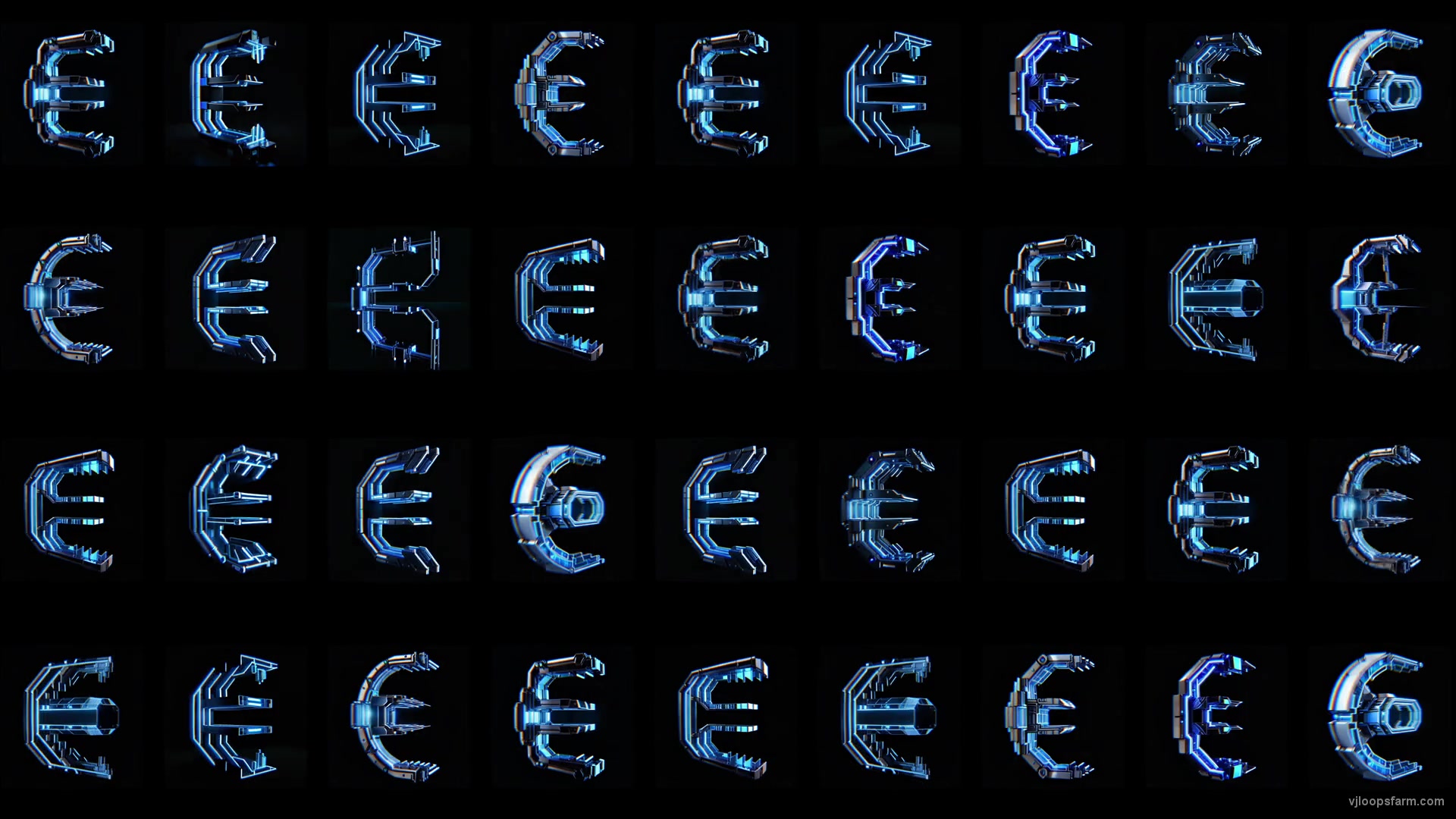 Cyberpunk EUR Currency Sign Pattern Random Motion Background