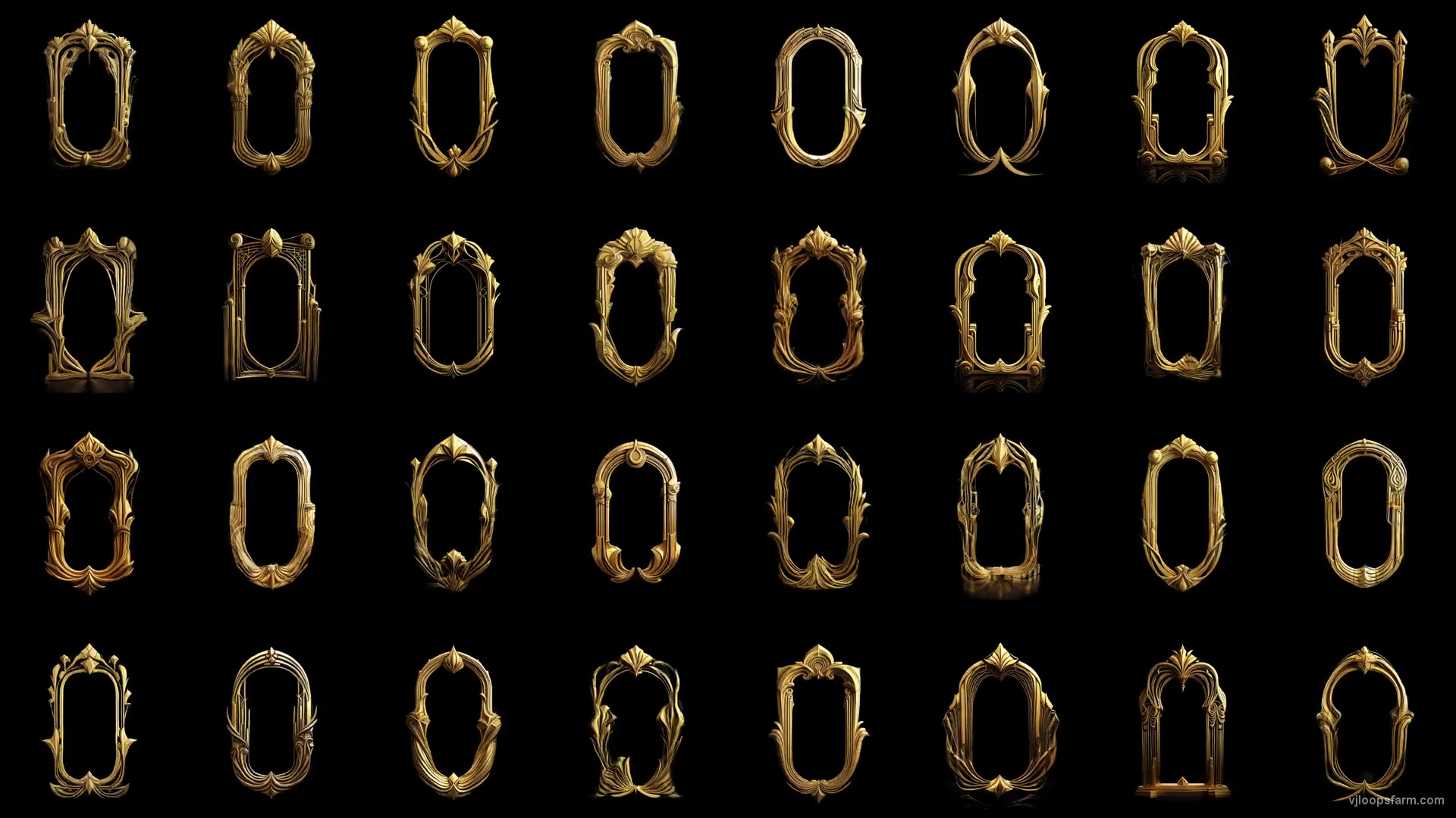 vj video background Art-Deco-golden-Zero-Window-Symbol-Random-elements-Grid-Pattern-isolated-on-black-background-Ultra-HD-VJ-Loop-calcii-1920_003