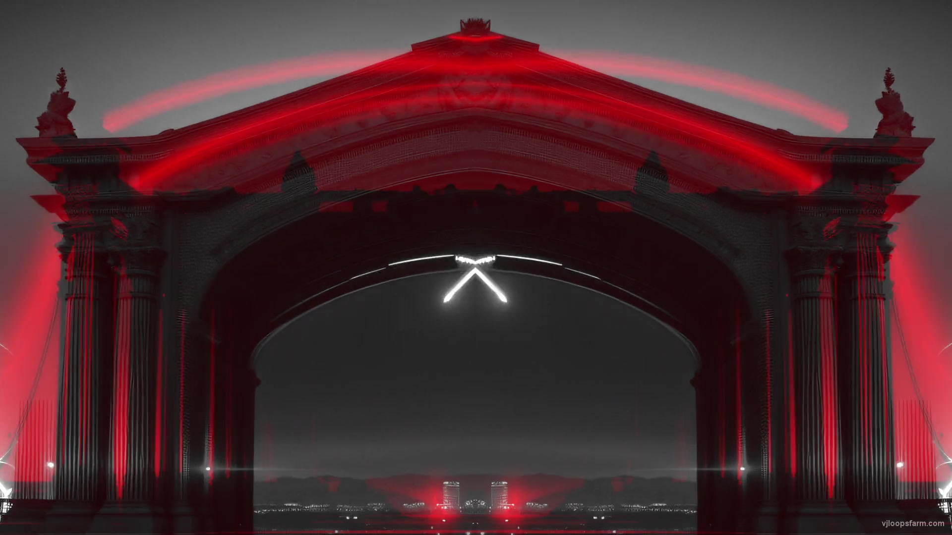 Gate Lightning Red White Monochrome Arch Portal AI Visual | VJ Loops Farm